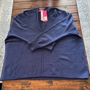 NWT! Lilly Pulitzer Sevie Sweater Low Tide Navy Size XL $138